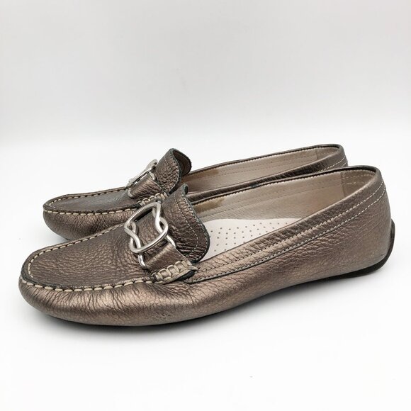 JILLIAN JONES Bronze Metallic Driving Loafer Leather Moccasin Womens 7 - Picture 4 of 9